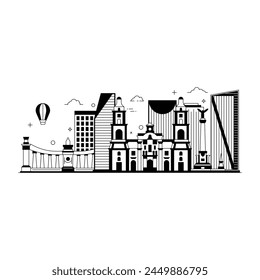 Northeastern largest commercial city, glyph illustration 