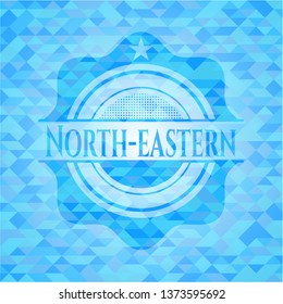 North-eastern light blue emblem with triangle mosaic background