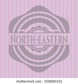 North-eastern pink emblem. Retro. Vector Illustration. Detailed.