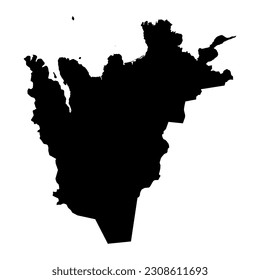 Northeastern Region map, administrative district of Iceland. Vector illustration.