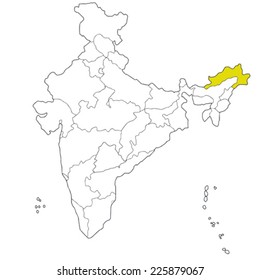North-eastern state Arunachal-Pradesh on the map of India