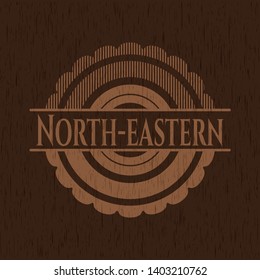 North-eastern vintage wood emblem. Vector Illustration.
