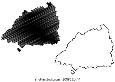 Northeim district (Federal Republic of Germany, rural district, State of Lower Saxony) map vector illustration, scribble sketch Northeim map