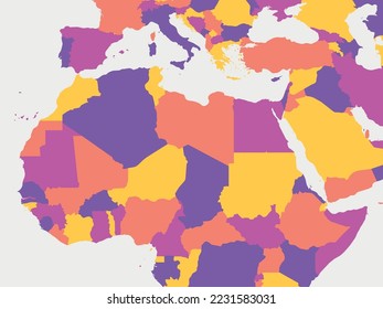 Northern Africa blank map. High detailed political map of northern african rgion