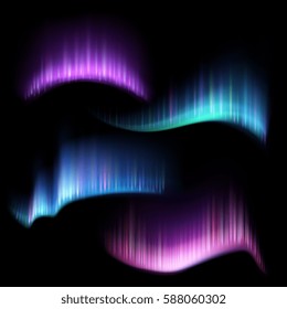 Northern Aurora Lights Strips, Borealis Vector Set