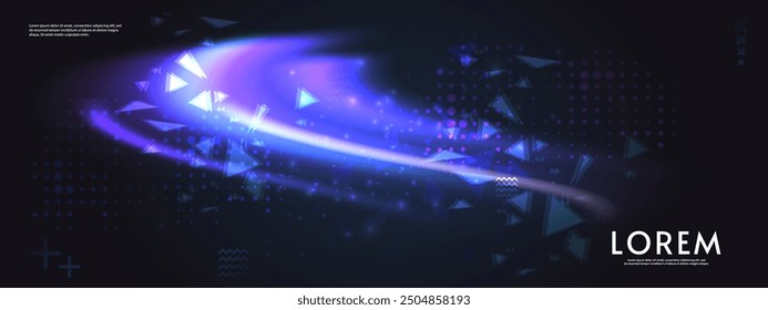 Aurora del norte. Anuncio de Vector, logotipo o Plantilla de emblema. Luces brillantes del norte. Sobre fondo oscuro.