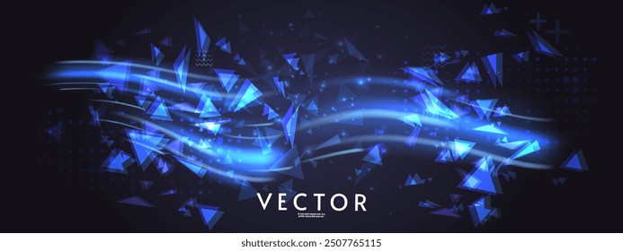 Northern aurora. Vector banner, logo or emblem template. Northern bright lights. On dark background.