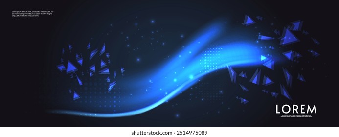 Northern aurora. Vector banner, logo or emblem template. Northern bright lights. On dark background.