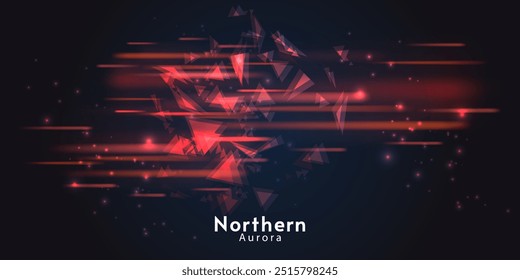 Northern aurora. Vector banner, logo or emblem template. Northern bright lights. On dark background.