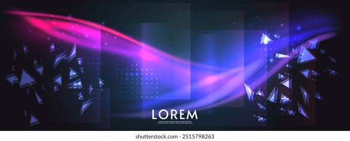 Northern aurora. Vector banner, logo or emblem template. Northern bright lights. On dark background.