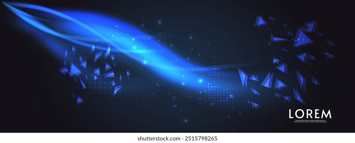 Northern aurora. Vector banner, logo or emblem template. Northern bright lights. On dark background.