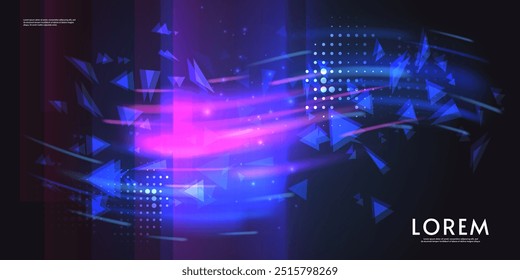 Northern aurora. Vector banner, logo or emblem template. Northern bright lights. On dark background.