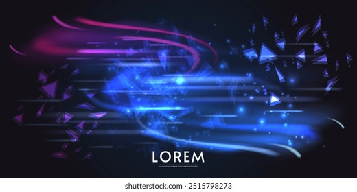 Aurora del norte. Anuncio de Vector, logotipo o Plantilla de emblema. Luces brillantes del norte. Sobre fondo oscuro.