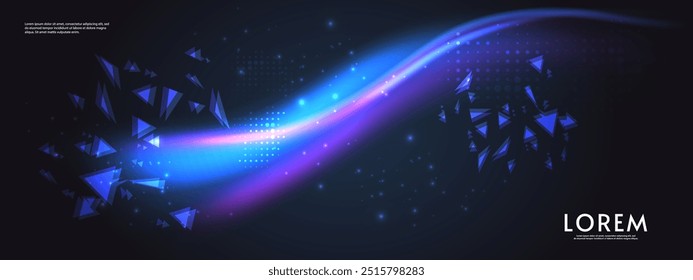 Northern aurora. Vector banner, logo or emblem template. Northern bright lights. On dark background.