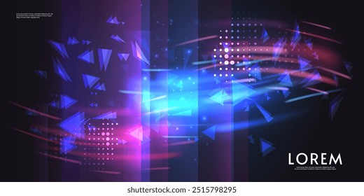 Northern aurora. Vector banner, logo or emblem template. Northern bright lights. On dark background.