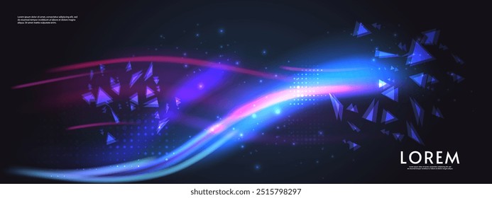 Northern aurora. Vector banner, logo or emblem template. Northern bright lights. On dark background.