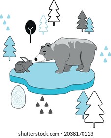northern bear with a hare