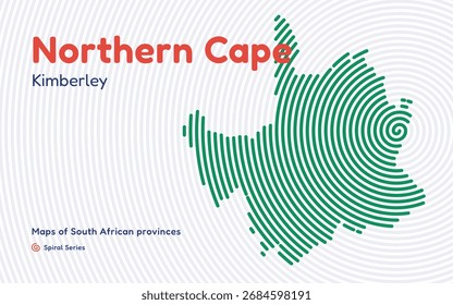 Mapa de padrão espiral da província de Northern Cape com centro em Kimberley, África do Sul