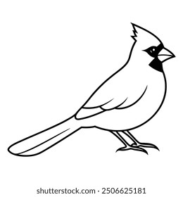 Northern Cardinal Bird Vector Line Art Icon for Elegant Graphic Design Projects set.