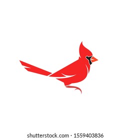 Northern cardinal. Cute bird. Logo. Crimson cardinal on white background. Abstract animal