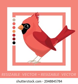 northern cardinal cute minimalistic flat vector art style