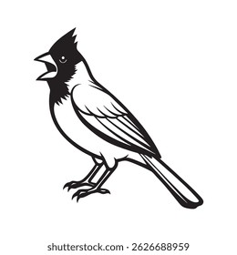 Northern cardinal perched and singing silhouette
