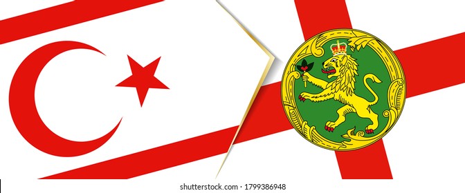 Northern Cyprus and Alderney flags, two vector flags symbol of relationship or confrontation.