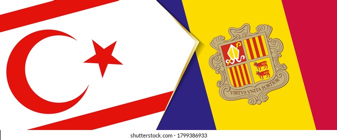 Northern Cyprus and Andorra flags, two vector flags symbol of relationship or confrontation.