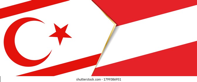 Northern Cyprus and Austria flags, two vector flags symbol of relationship or confrontation.