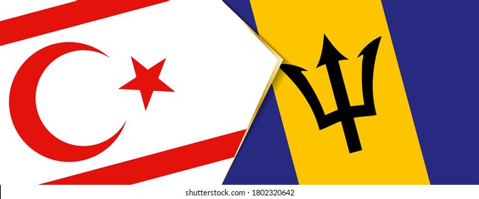 Northern Cyprus and Barbados flags, two vector flags symbol of relationship or confrontation.