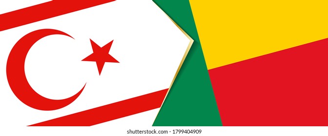 Northern Cyprus and Benin flags, two vector flags symbol of relationship or confrontation.