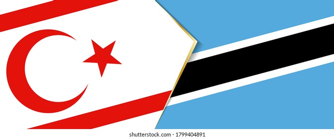 Northern Cyprus and Botswana flags, two vector flags symbol of relationship or confrontation.