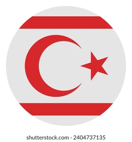 Northern Cyprus circle flag. Button flag icon. Standard color. Circle icon flag. Computer illustration. Digital illustration. Vector illustration.