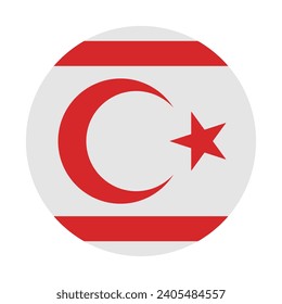 Northern Cyprus circle flag. Button flag icon. Standard color. Circle icon flag. Computer illustration. Digital illustration. Vector illustration.