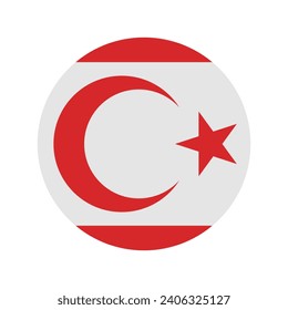 Northern Cyprus circle flag. Button flag icon. Standard color. Circle icon flag. Computer illustration. Digital illustration. Vector illustration.