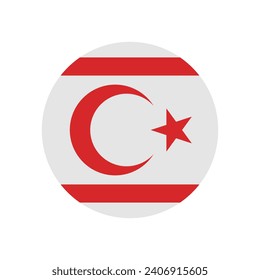 Northern Cyprus circle flag. Button flag icon. Standard color. Circle icon flag. Computer illustration. Digital illustration. Vector illustration.