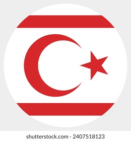 Bandera del círculo de Chipre Septentrional. Icono de indicador de botón. Color estándar. Indicador de icono de círculo. Ilustración del equipo. Ilustración digital. Ilustración vectorial.