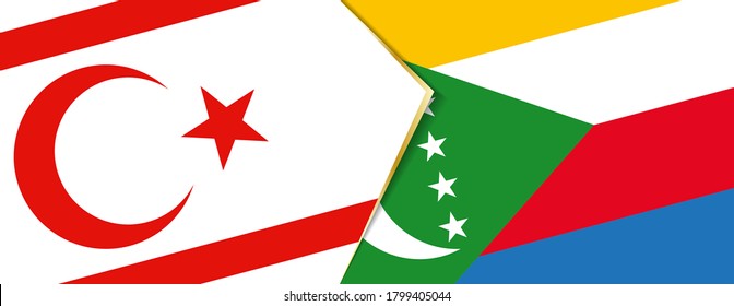 Northern Cyprus and Comoros flags, two vector flags symbol of relationship or confrontation.