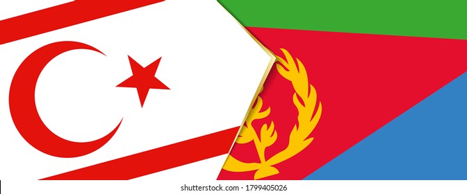 Northern Cyprus and Eritrea flags, two vector flags symbol of relationship or confrontation.