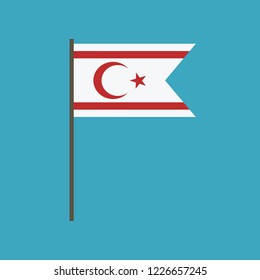 Northern Cyprus flag icon in flat design. Independence day or National day holiday concept.