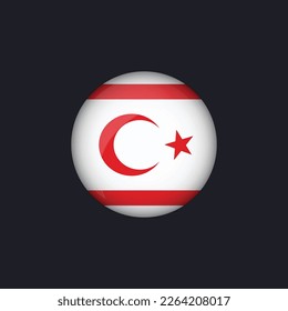 Northern Cyprus flag icon,Round Northern Cyprus flag icon vector isolated,Northern Cyprus flag button.