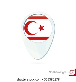 Northern Cyprus flag location map pin icon on white background. Vector Illustration.