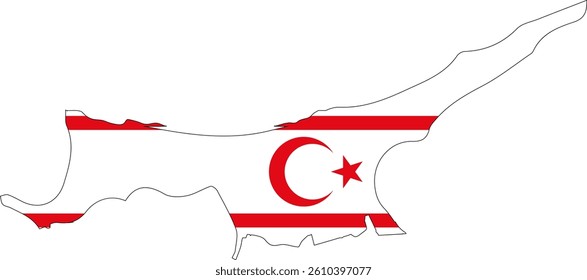 Northern Cyprus Flag on Map Vector. Illustration of Northern Cyprus Flag Over Map