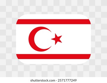 Northern Cyprus flag - rounded rectangle colorful flag representing a country cultural identity and heritage. The essence of national pride and unity. Vector flag on transparent background.