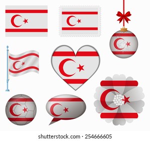 Northern Cyprus flag set of 8 items vector