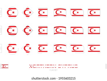 Northern Cyprus flag set, simple flags of Northern Cyprus with three different effects. Vector illustration.