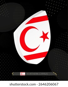 Northern Cyprus Flag Shield icon in 3D on Dark Modern Abstract Rugby Background. Perfect for sports events, heritage themes, national celebrations, and patriotic designs.