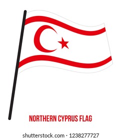Northern Cyprus Flag Waving Vector Illustration on White Background. Northern Cyprus National Flag.