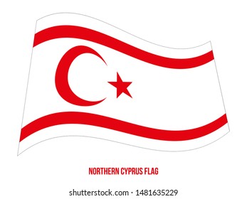 Northern Cyprus Flag Waving Vector Illustration on White Background. Northern Cyprus National Flag.