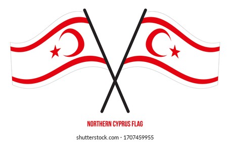 Northern Cyprus Flag Waving Vector Illustration on White Background. Northern Cyprus National Flag.